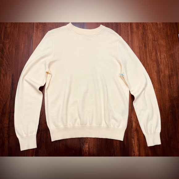 Jeff Crew Neck Sweater Size Large Pastel Yellow Spring Summer Golf Preppy Yacht - Picture 1 of 8
